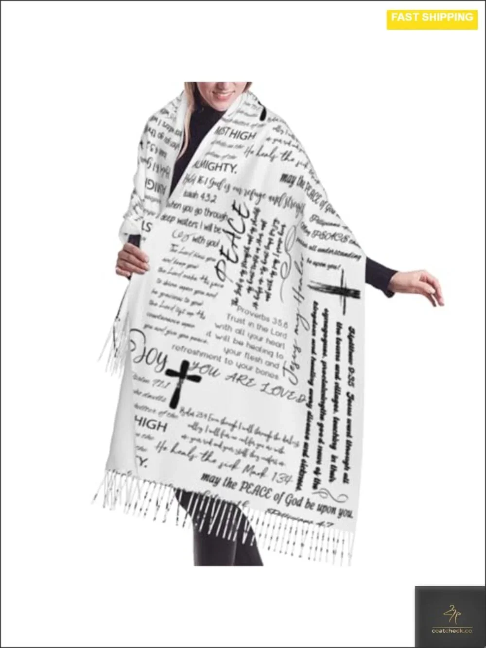 Christian Gift Bible Scarf Shawl Wrap with Tassel Super Soft Polyester